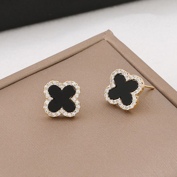 

Vintage 4/Four Leaf Clover Designer Earrings Womens Van Clef Stud Earrings Wedding Party Gift