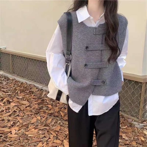 autumn and winter irregular vest female design sense niche folding cardigan top, Black;white
autumn and winter irregular vest female design sense niche folding cardigan top, Black;white