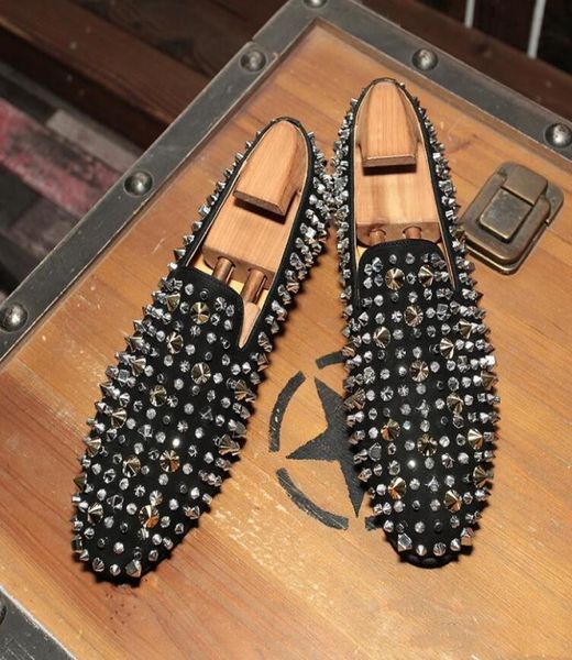 

fashion s loafers luxury party wedding shoes designer black patent leather suede spikes studded dress casual shoe for mens shoes2692489