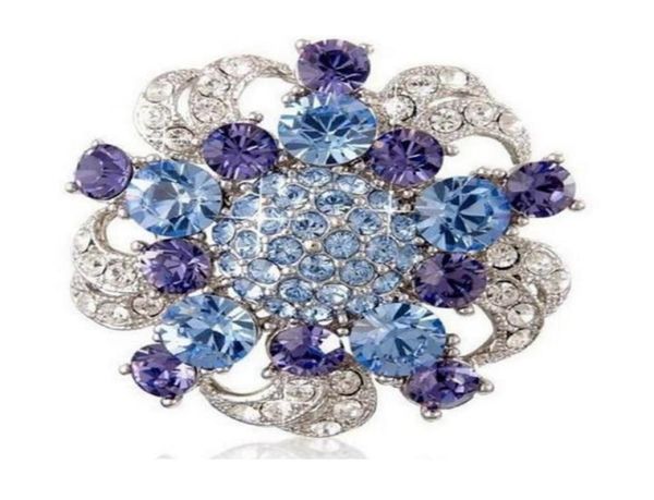 vintage style rhodium silver blue and tanzanite crystal flower brooch wedding party gift pins 3476029, Gray
vintage style rhodium silver blue and tanzanite crystal flower brooch wedding party gift pins 3476029, Gray