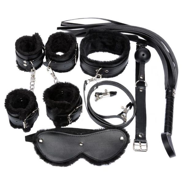 women costume set 7pcs set pu leather plush fetish bondage erotic underwear with handcuff nipple clamps gag whip261t, Black
women costume set 7pcs set pu leather plush fetish bondage erotic underwear with handcuff nipple clamps gag whip261t, Black