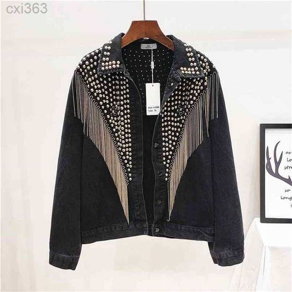 spring summer woman denim coat beading rivet vintage boyfriend style jacket female chic fashion long sleeve 210603, Black;brown
spring summer woman denim coat beading rivet vintage boyfriend style jacket female chic fashion long sleeve 210603, Black;brown