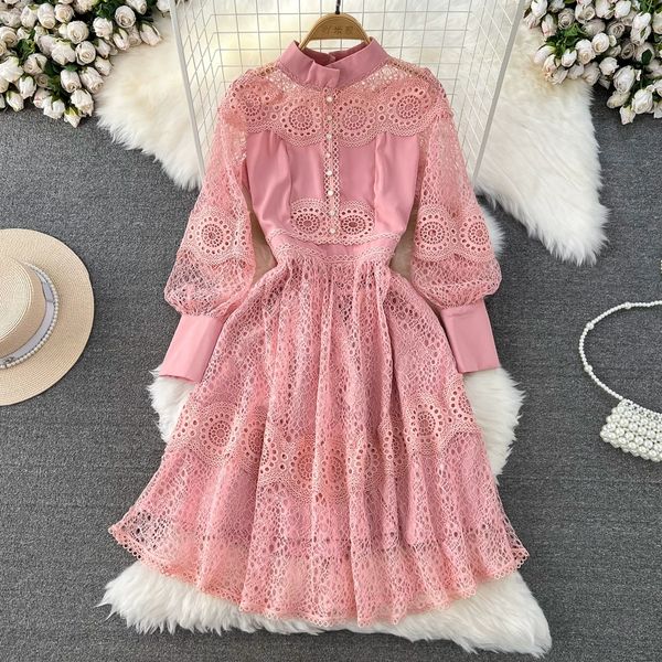 vintage palace style dress temperament lantern sleeves standing neck slim mid length a-line water soluble lace dress, Black;gray
vintage palace style dress temperament lantern sleeves standing neck slim mid length a-line water soluble lace dress, Black;gray