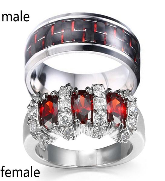 sz612 two rings couple ring his hers ruby s925 silver women039s ring red carbon fiber stainless steel mens ring4020475
sz612 two rings couple ring his hers ruby s925 silver women039s ring red carbon fiber stainless steel mens ring4020475