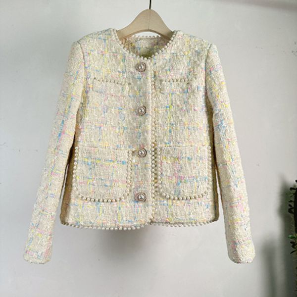 womens wool blends autumnwinter pearl woolen tweed jacket women oneck long sleeve beading casual girl coats female casacos 230905, Black
womens wool blends autumnwinter pearl woolen tweed jacket women oneck long sleeve beading casual girl coats female casacos 230905, Black