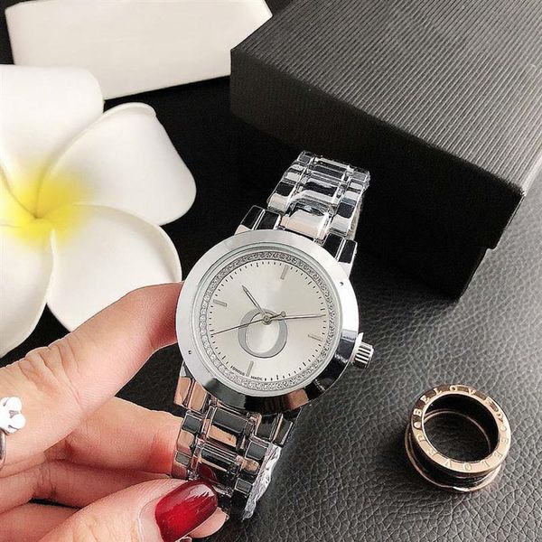 fashion brand watches for women girls crystal style steel metal band quartz wrist watch p78302g, Slivery;brown 
fashion brand watches for women girls crystal style steel metal band quartz wrist watch p78302g, Slivery;brown
