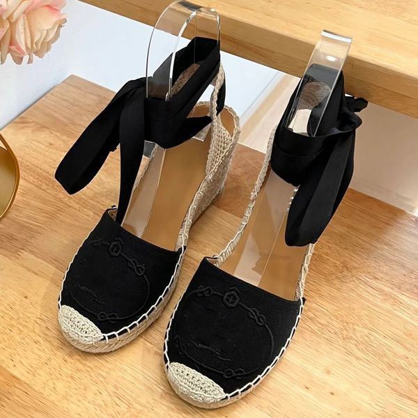 new linen embroidered espadrilles wedge sandals platform pumps heels summer women's luxury designers leather sole fashion sand casual s, Black
new linen embroidered espadrilles wedge sandals platform pumps heels summer women's luxury designers leather sole fashion sand casual s, Black