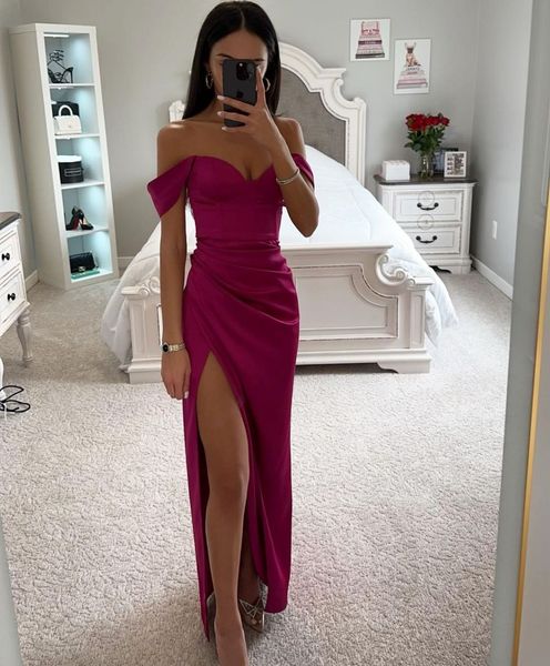 fuchsia sheath prom dresses long for women off shoulder high side split pleats draped party dress formal birthday pageant celebrity evening, Black
fuchsia sheath prom dresses long for women off shoulder high side split pleats draped party dress formal birthday pageant celebrity evening, Black