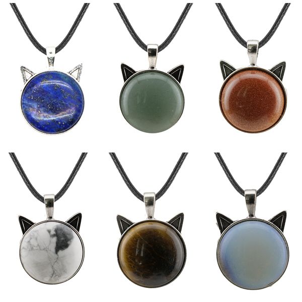 fashion cat head necklace natural crystal pendant chakra crystal belt leather rope birthday gift for friends and lovers, Silver
fashion cat head necklace natural crystal pendant chakra crystal belt leather rope birthday gift for friends and lovers, Silver
