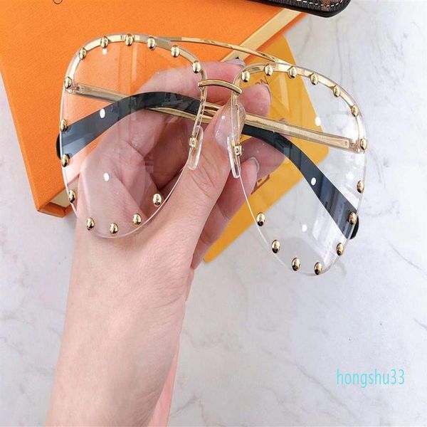 the party pilot sunglasses studes gold brown shaded sun glasses women fashion rimless sunglasses eye wear with box254k, White;black
the party pilot sunglasses studes gold brown shaded sun glasses women fashion rimless sunglasses eye wear with box254k, White;black