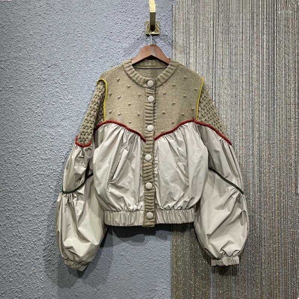 women's jackets knitted patchwork jacket woman fashion casual bubble sleeve round neck autumn 2023 women clothing chaqueta mujer, Black;brown
women's jackets knitted patchwork jacket woman fashion casual bubble sleeve round neck autumn 2023 women clothing chaqueta mujer, Black;brown
