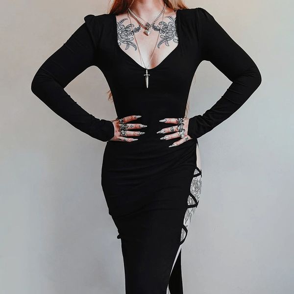 casual dresses midi dress women harajuku streetwear hollow out long sleeve bodycon dress emo alternative indie clothes, Black;gray
casual dresses midi dress women harajuku streetwear hollow out long sleeve bodycon dress emo alternative indie clothes, Black;gray