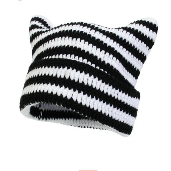 y2k japanese streetwear harajuku beanie little devil striped knitted hat women autumn winter bonnet cute cat ears cap gc2274, Blue;gray
y2k japanese streetwear harajuku beanie little devil striped knitted hat women autumn winter bonnet cute cat ears cap gc2274, Blue;gray