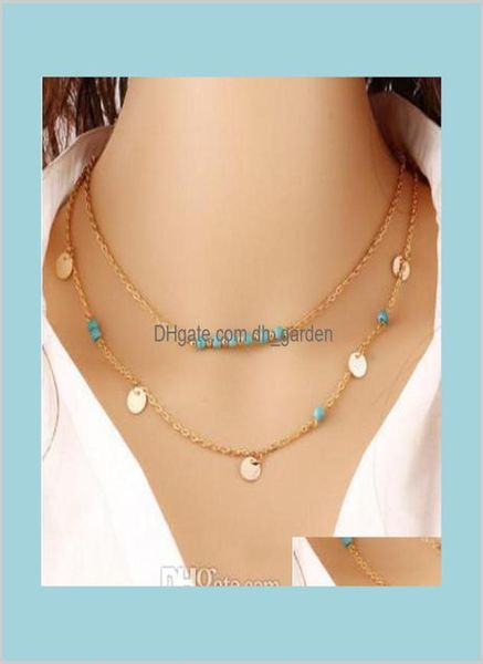 pendants chokers necklaces jewelry bohemia women blue beads gold plated alloy sequins 2layer clavicle chain necklace drop delivery4787299, Golden;silver
pendants chokers necklaces jewelry bohemia women blue beads gold plated alloy sequins 2layer clavicle chain necklace drop delivery4787299, Golden;silver