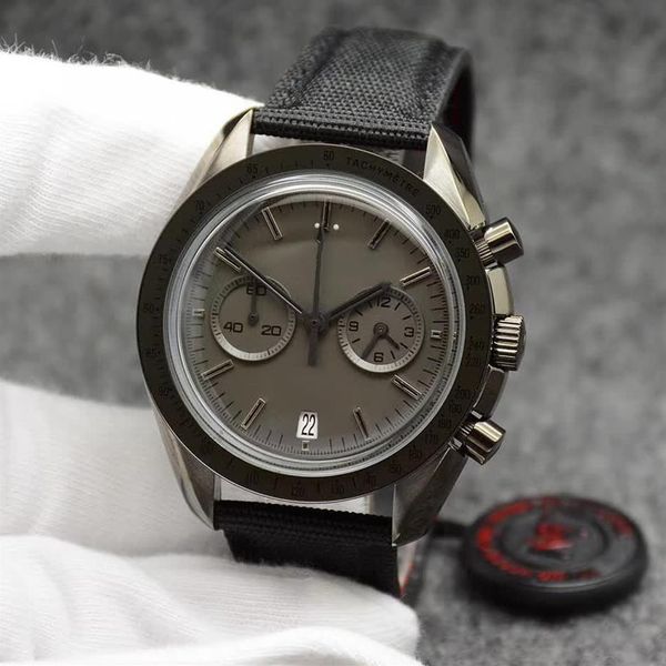 44mm quartz chronograph gray dial mens watches moonwatch black leather strap dark side of the ring showing tachymeter markings wri216l, Slivery;brown
44mm quartz chronograph gray dial mens watches moonwatch black leather strap dark side of the ring showing tachymeter markings wri216l, Slivery;brown