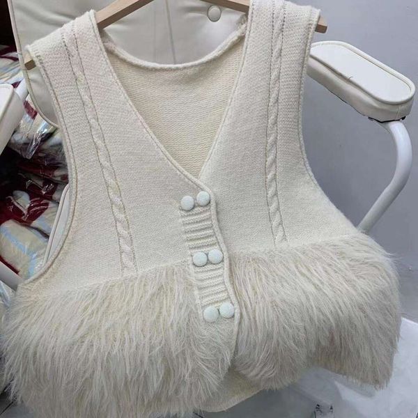 sleeveless v neck cardigan sweater vest for women autumn fashion loose knitted imitation mink trend, Black;white
sleeveless v neck cardigan sweater vest for women autumn fashion loose knitted imitation mink trend, Black;white