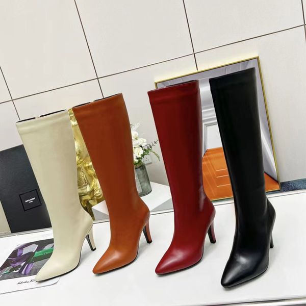 full grain leather stiletto knee-high boots fashionable pointed toe calfskin side zipper boots women's outdoor shoes luxury designers h, Black
full grain leather stiletto knee-high boots fashionable pointed toe calfskin side zipper boots women's outdoor shoes luxury designers h, Black