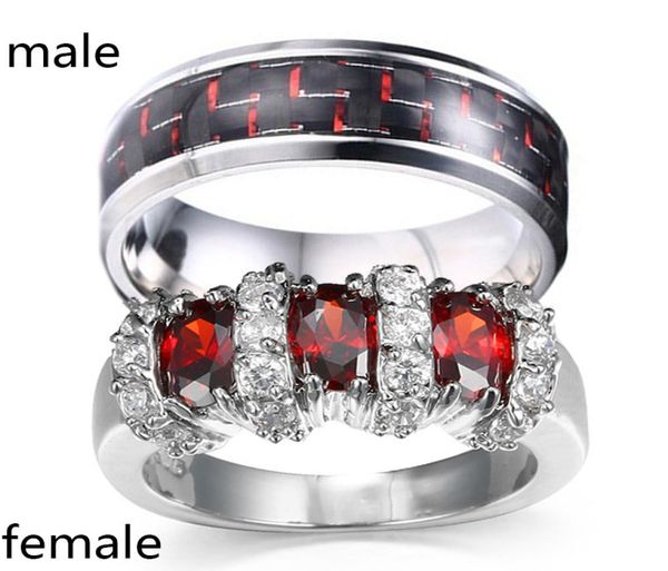 sz612 two rings couple ring his hers ruby s925 silver women039s ring red carbon fiber stainless steel mens ring8630538
sz612 two rings couple ring his hers ruby s925 silver women039s ring red carbon fiber stainless steel mens ring8630538