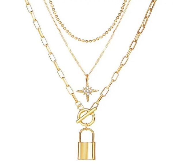 european and american necklace women new alloy clavicle chain creative personality multilayer eightpointed star lock pendant mul6196280, Silver
european and american necklace women new alloy clavicle chain creative personality multilayer eightpointed star lock pendant mul6196280, Silver