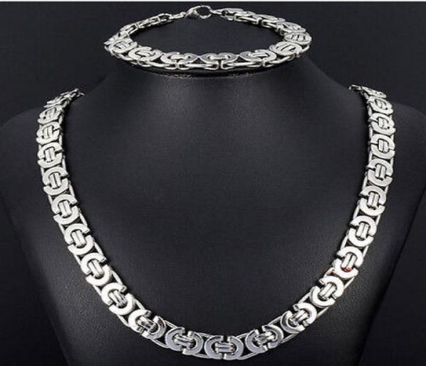new style jewlery set 8mm silver tone flat byzantine chain necklace bracelet 316l stainless steel bling for fashion mens xmas gi9162094
new style jewlery set 8mm silver tone flat byzantine chain necklace bracelet 316l stainless steel bling for fashion mens xmas gi9162094