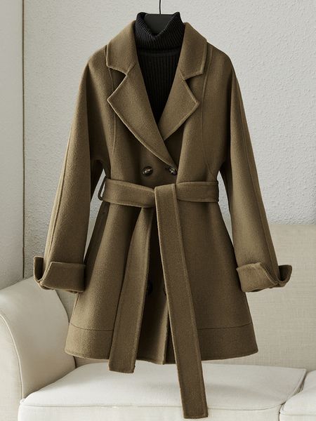 womens wool blends autumnwinter double sided cashmere coat small short korean high end lace up woolen 230905, Black
womens wool blends autumnwinter double sided cashmere coat small short korean high end lace up woolen 230905, Black