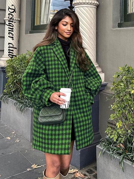 womens wool blends elegant contrasting plaid print mid length coat chic lapel long lantern sleeved jacket winter lady high streetwear 230904, Black
womens wool blends elegant contrasting plaid print mid length coat chic lapel long lantern sleeved jacket winter lady high streetwear 230904, Black