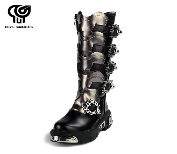 punk rock men039s boots leather black silver metal buckles zippers knee shoes men halloween party shoes 2011279102056
punk rock men039s boots leather black silver metal buckles zippers knee shoes men halloween party shoes 2011279102056