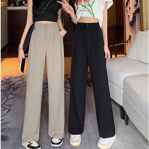 womens pants capris autumn thin women loose suit wide leg elegant office lady casual straight trousers harajuku high waist solid 230905, Black;white
womens pants capris autumn thin women loose suit wide leg elegant office lady casual straight trousers harajuku high waist solid 230905, Black;white