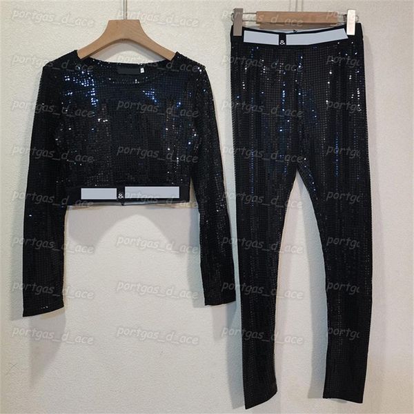 deisgner womens sequins t shirt leggings luxury long sleeve slim pants set webbing letters deign shirt trousers261e, Black
deisgner womens sequins t shirt leggings luxury long sleeve slim pants set webbing letters deign shirt trousers261e, Black