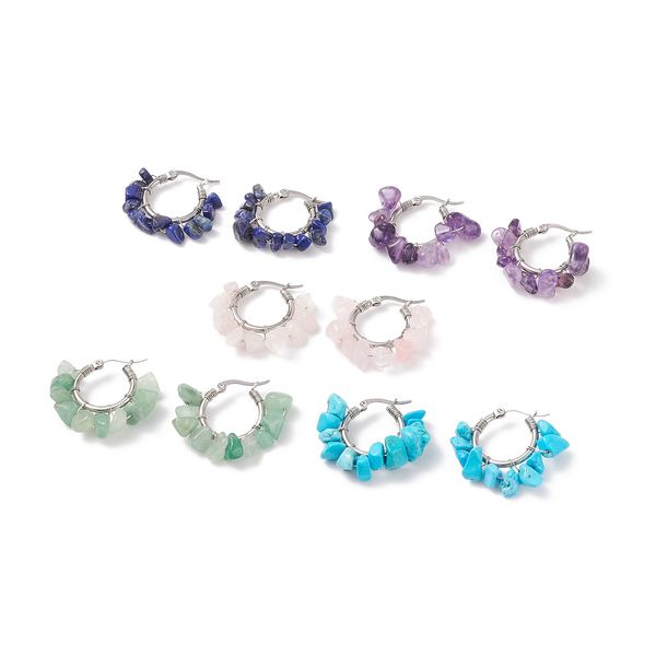 stainless steel natural stone chip bead hoop earring healing reiki women pink crystal quartz amethyst earrings, Golden;silver
stainless steel natural stone chip bead hoop earring healing reiki women pink crystal quartz amethyst earrings, Golden;silver