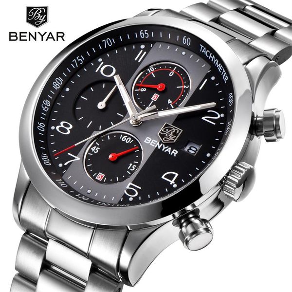 benyar fashion chronograph sport watches men stainless steel strap brand quartz watch clock relogio masculino reloj hombre black2731, Slivery;brown
benyar fashion chronograph sport watches men stainless steel strap brand quartz watch clock relogio masculino reloj hombre black2731, Slivery;brown