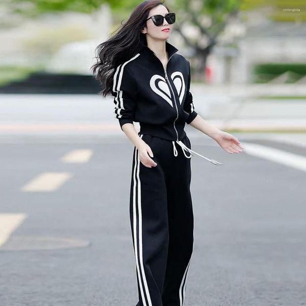 women's two piece pants women coat set striped stand-up collar jacket sweatpants stylish sport outfit heart print for autumn/winter, White
women's two piece pants women coat set striped stand-up collar jacket sweatpants stylish sport outfit heart print for autumn/winter, White
