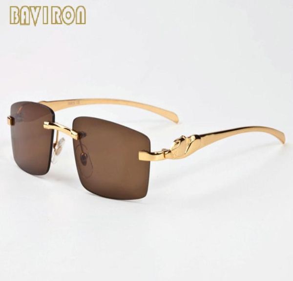 

retro rimless fashion mens sunglasses vintage metal gold buffalo horn glasses frames men women sun glasses with boxes lunettes gaf9685667, White;black