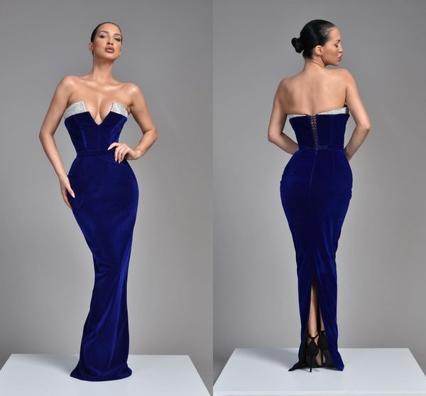elegant roayl blue sheath evening dresses for women strapless pleats draped velvet sweep train formal occasions wear birthday celebrity page, Black;red
elegant roayl blue sheath evening dresses for women strapless pleats draped velvet sweep train formal occasions wear birthday celebrity page, Black;red