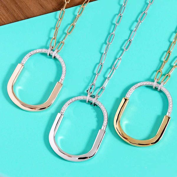 fashion designer tiff necklace high version shaped lock color separated horseshoe necklace for women's titanium steel half diamond larg, Silver
fashion designer tiff necklace high version shaped lock color separated horseshoe necklace for women's titanium steel half diamond larg, Silver
