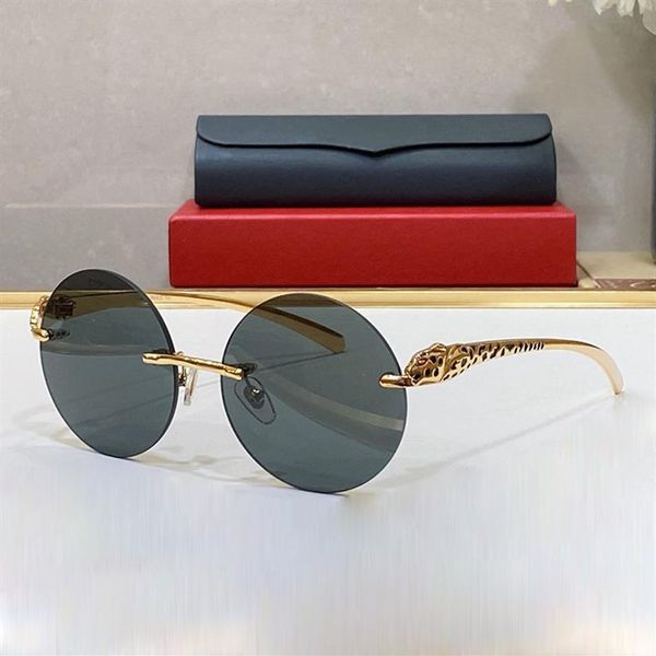 round sunglasses designer mens frameless panther buffalo horn business casual for women eyewear silver gold metal sport glasses un333h, White;black
round sunglasses designer mens frameless panther buffalo horn business casual for women eyewear silver gold metal sport glasses un333h, White;black