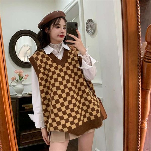 autumn style v neck knitted vest for female students korean loose sweater coat, Black;white
autumn style v neck knitted vest for female students korean loose sweater coat, Black;white