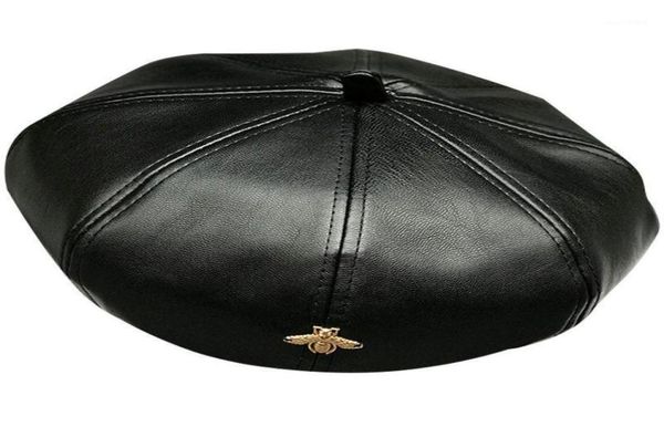 berets women039s elegant trend pu leather hat winter autumn warm artificial for ladies gold bee female brand designer cap14321513, Blue;gray
berets women039s elegant trend pu leather hat winter autumn warm artificial for ladies gold bee female brand designer cap14321513, Blue;gray