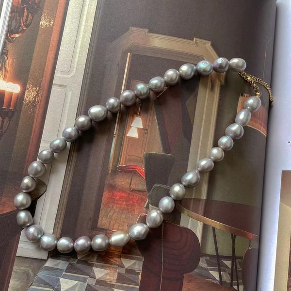 french elegant grey irregular freshwater pearl necklace temperament short vintage light luxury collar chain female, Silver
french elegant grey irregular freshwater pearl necklace temperament short vintage light luxury collar chain female, Silver