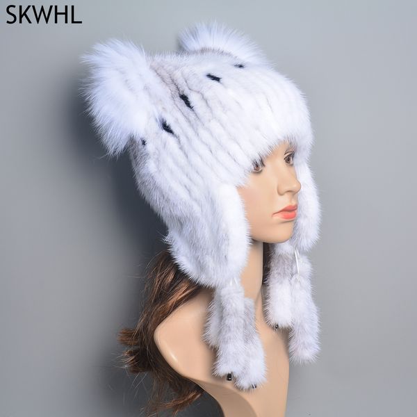 beanieskull caps hats for women natural mink fur tails earflap winter bomber hat real knitted beanie 230905, Blue;gray
beanieskull caps hats for women natural mink fur tails earflap winter bomber hat real knitted beanie 230905, Blue;gray