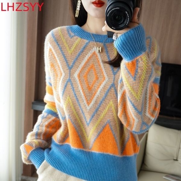 womens sweaters lhzsyy colorblock 100shmere ladies thick pullovers large size long sleeve autumn winter knit jumper female 230904, White;black
womens sweaters lhzsyy colorblock 100shmere ladies thick pullovers large size long sleeve autumn winter knit jumper female 230904, White;black