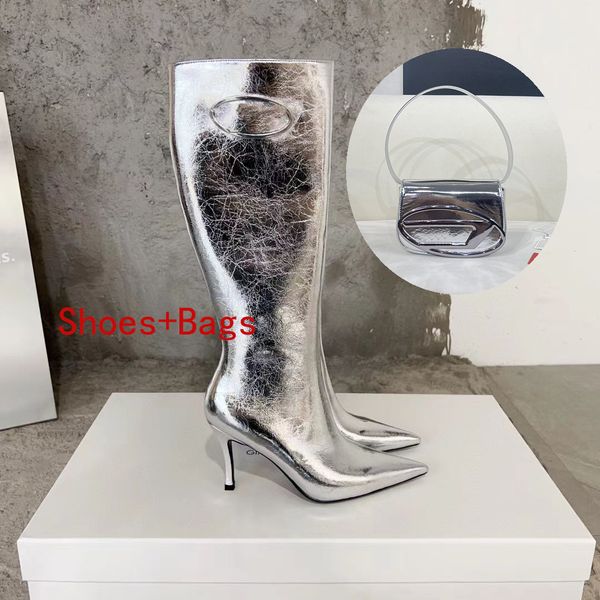 knee-high boots designer shoes woman diese l booties runway d-venus boot patent leather silver fashion luxury ankle shoe with handbag, Black
knee-high boots designer shoes woman diese l booties runway d-venus boot patent leather silver fashion luxury ankle shoe with handbag, Black