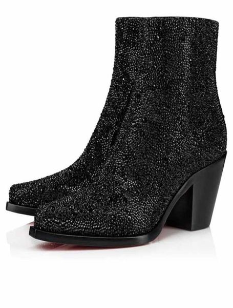 2021s woman ankle boots with "my strass" woman low heels,red soles women shoes black strass studded fashion timeless short boots12
2021s woman ankle boots with "my strass" woman low heels,red soles women shoes black strass studded fashion timeless short boots12