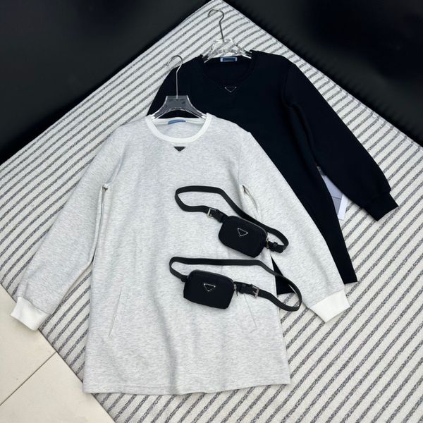 women's dress designer long sleeve sweatshirt round neck loose fitting dress with belt waistpack fashion casual dress, Black;gray
women's dress designer long sleeve sweatshirt round neck loose fitting dress with belt waistpack fashion casual dress, Black;gray
