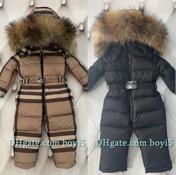 

baby one piece down jacket puffer jacket for boys and girls newborn warm jacket natural fur collar white duck down filling outwear down coat, Blue;gray