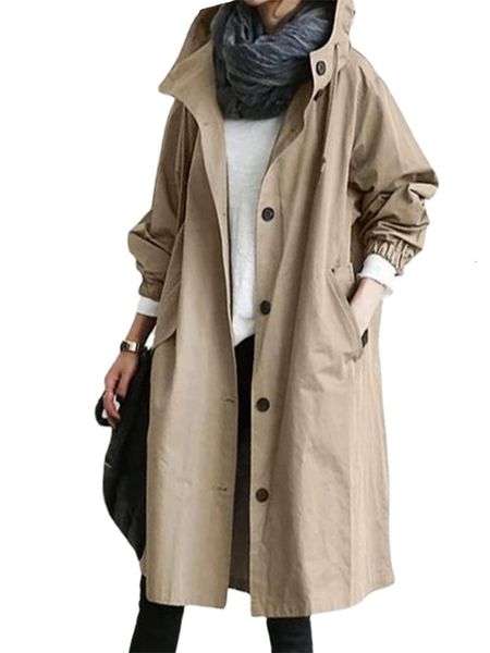 womens trench coats s5xl size chic women coat with cap button casual long outerwear loose overcoat autumn winter fashion 230904, Tan;black
womens trench coats s5xl size chic women coat with cap button casual long outerwear loose overcoat autumn winter fashion 230904, Tan;black