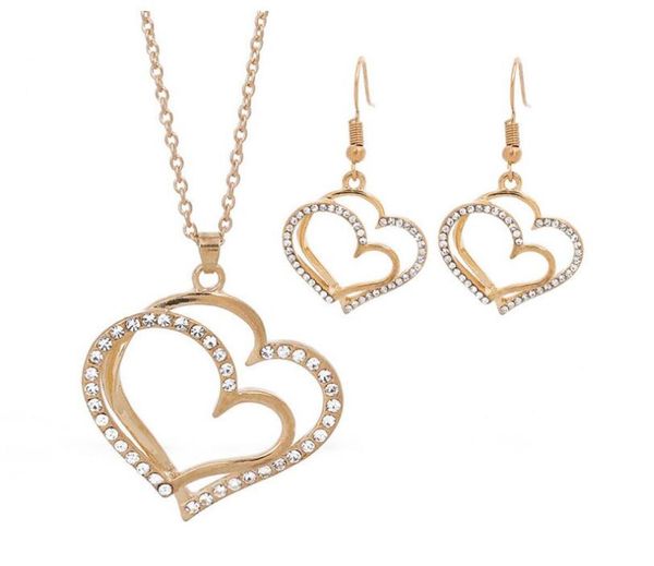 vintage gold silver double love heart pendants necklaces dangle earring jewelry set for women wedding gift diy fashion craft acces7071810
vintage gold silver double love heart pendants necklaces dangle earring jewelry set for women wedding gift diy fashion craft acces7071810