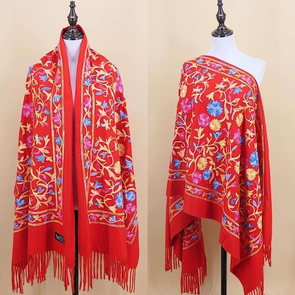 water grass embroidered imitation cashmere scarf womens national style shawl warm cape scenic spot, Blue;gray
water grass embroidered imitation cashmere scarf womens national style shawl warm cape scenic spot, Blue;gray
