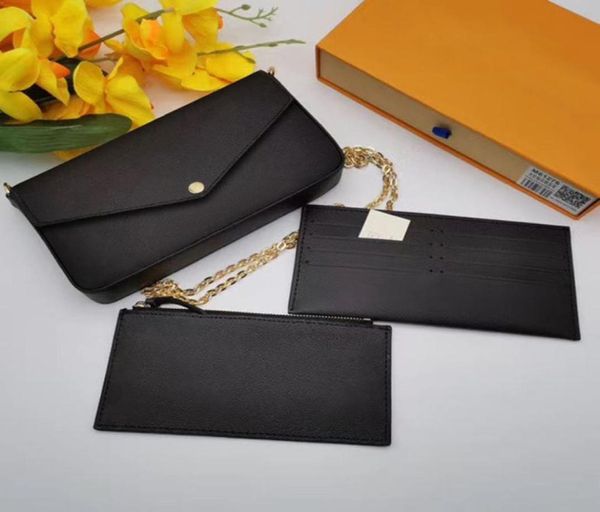 luxurys women chain shoulder bag coin purse card holders 3 piece set embossing leather wallets messenger bags with box4275461, Red;black
luxurys women chain shoulder bag coin purse card holders 3 piece set embossing leather wallets messenger bags with box4275461, Red;black