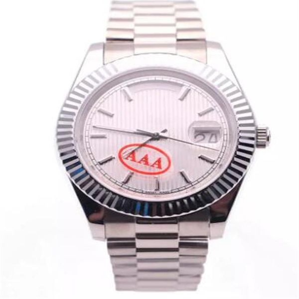 36 luxury men's watch daydate style white striped dial sapphire glass automatic movement 316l stainless steel st2625, Slivery;brown
36 luxury men's watch daydate style white striped dial sapphire glass automatic movement 316l stainless steel st2625, Slivery;brown
